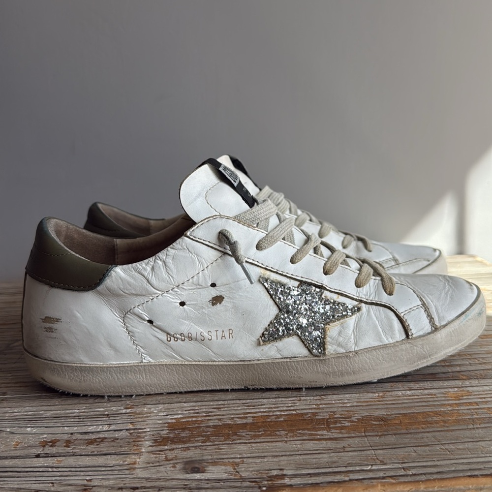 Golden Goose Green With Grey Glitter Star Size 41 - Picture 5 of 13